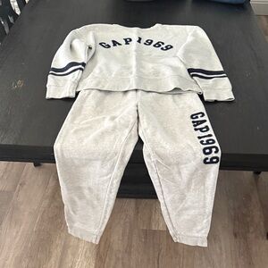 GAP Kids Light Gray Joggers with Navy Accents
